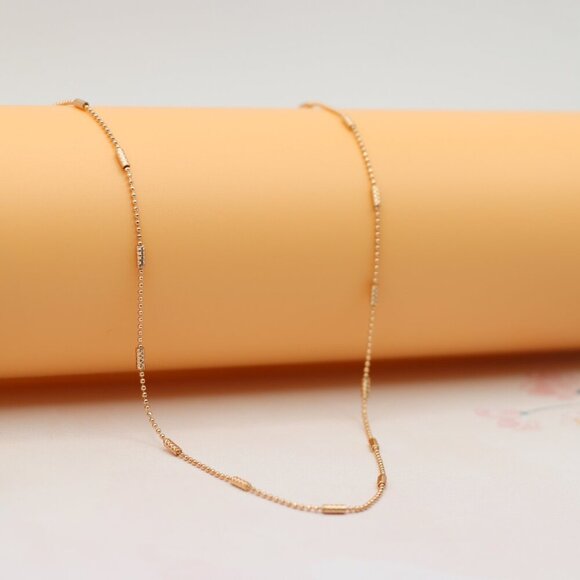 "Rose Gold Plated Beaded Necklace with Adjustable Chain, XPNL0200 - Picture 6 of 13